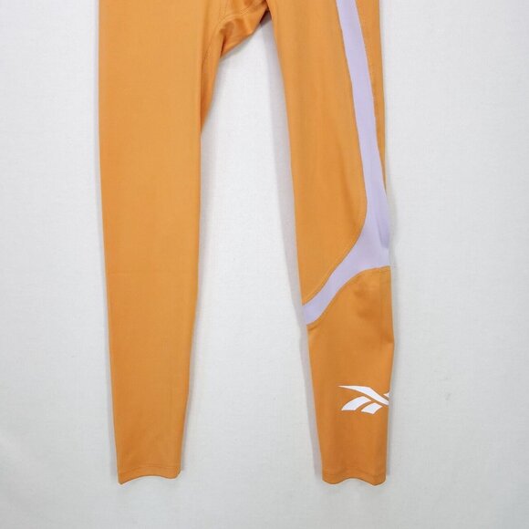 Reebok Women's Tights WOR Big Logo Size Small Workout Comfort Training Orange - Picture 4 of 16